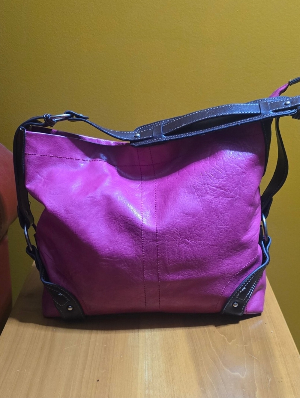 Bueno  Hot Pink Hobo Bag Vegan Leather